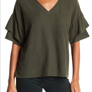 H by Bordeaux Ruffle Sleeve Top